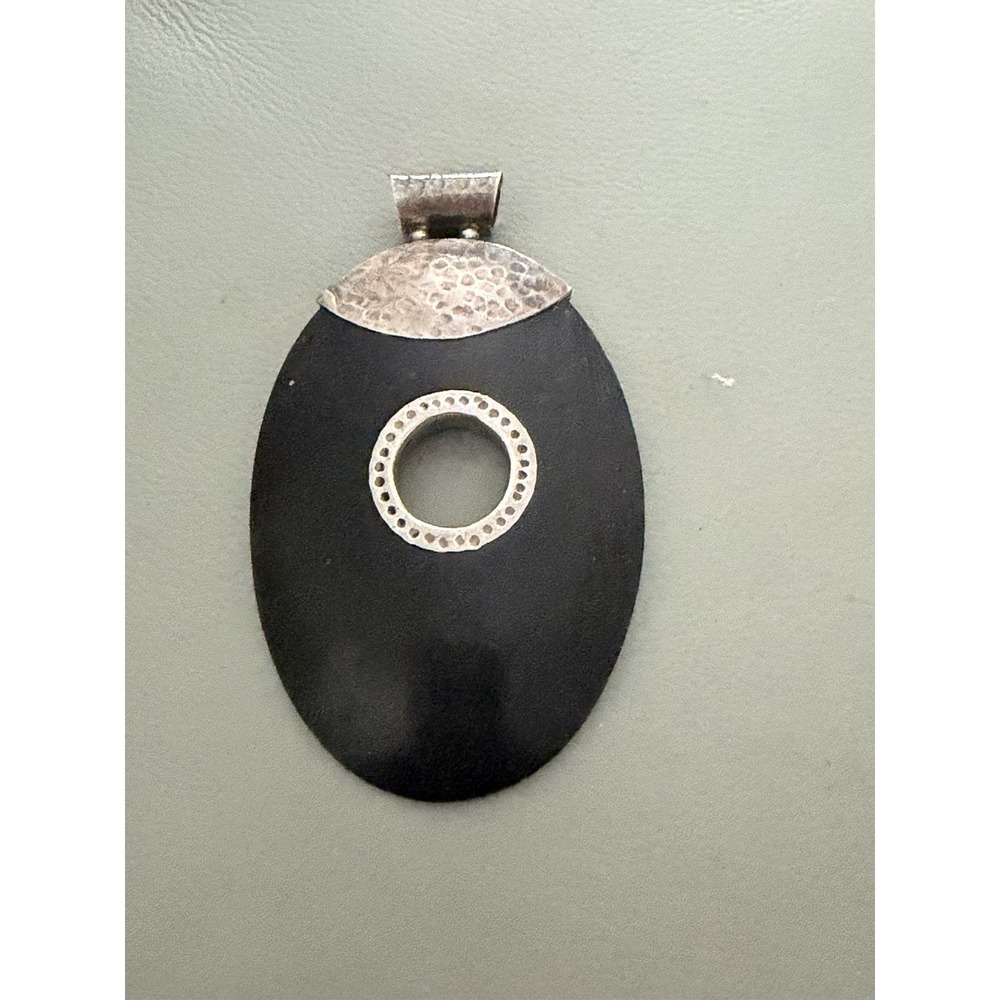 Vintage Ebony Wood & Sterling Silver pendant